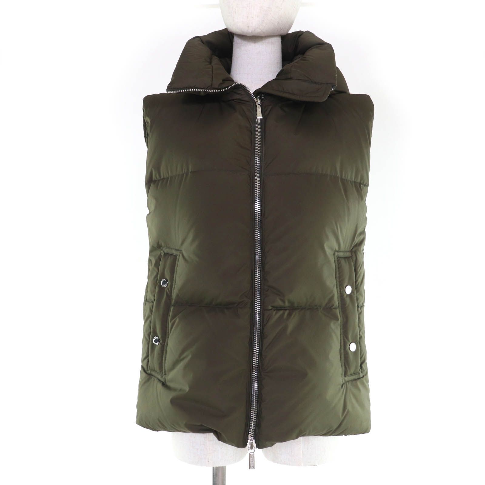MOORER ムーレー FUENTE-PX フード付 ZIP UP ダウンベスト カーキ 40 イタリア製 レディース
