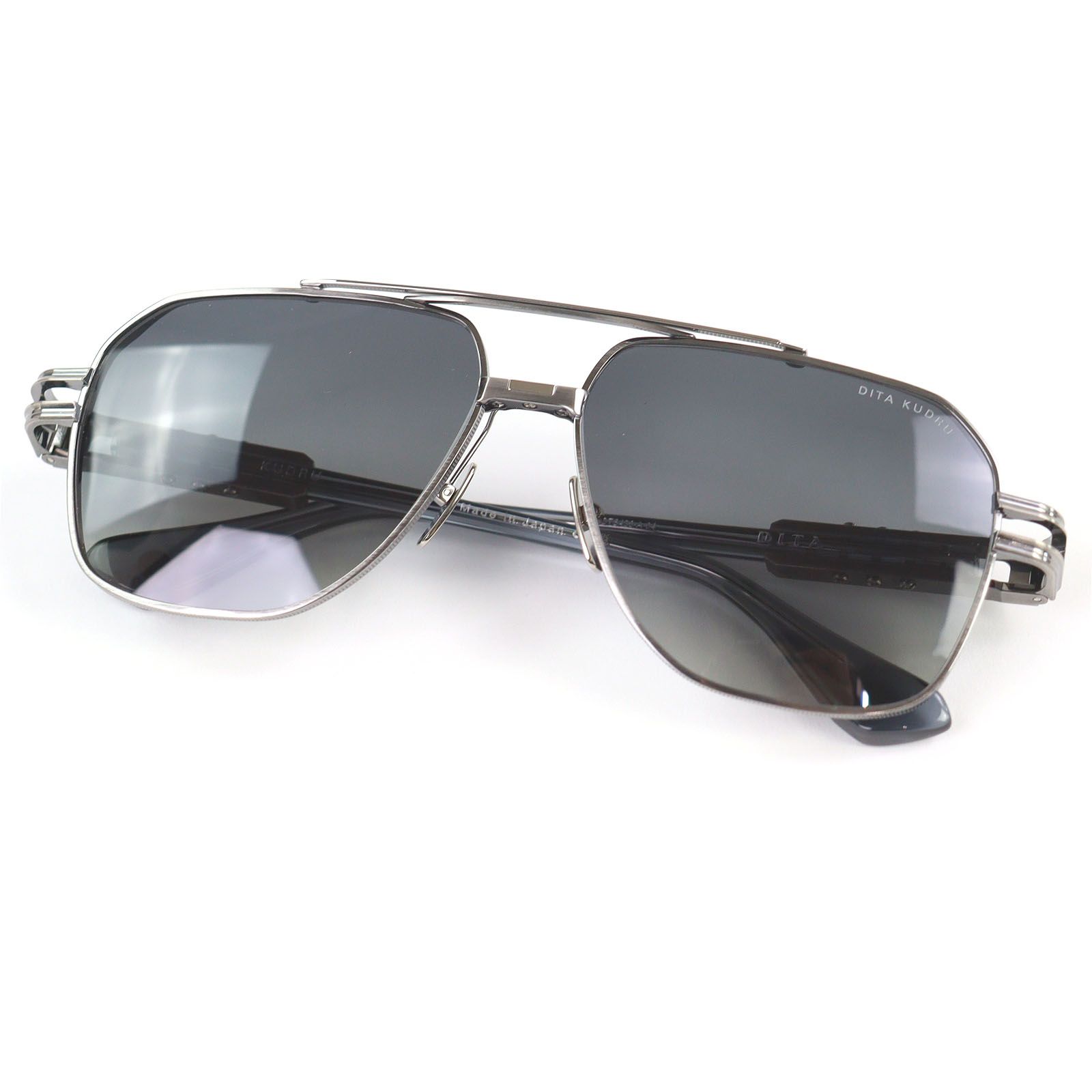 □DITA ディータ DTS 436 KUDRU ツーブリッジ サングラス ガンメタリック 61□14-145 デモレンズ 保存袋付き 日本製 メンズ 定価165 000円