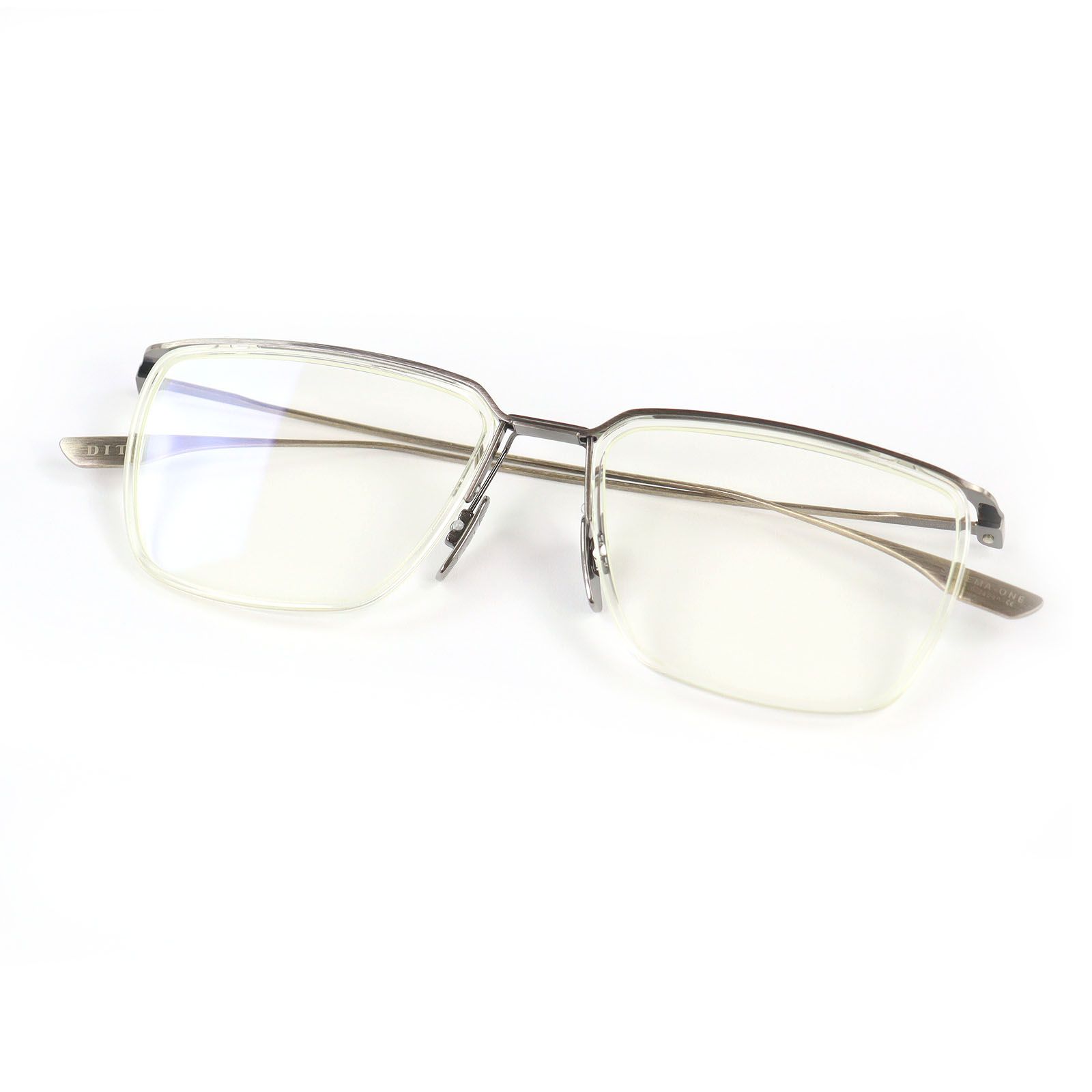 ♥品 DITA ディータ DTX 106 SCHEMA ONE スクエア ハーフリム メガネ 眼鏡 アイウェア シルバー 55 18 145 日本製 メンズ 定価101 475円