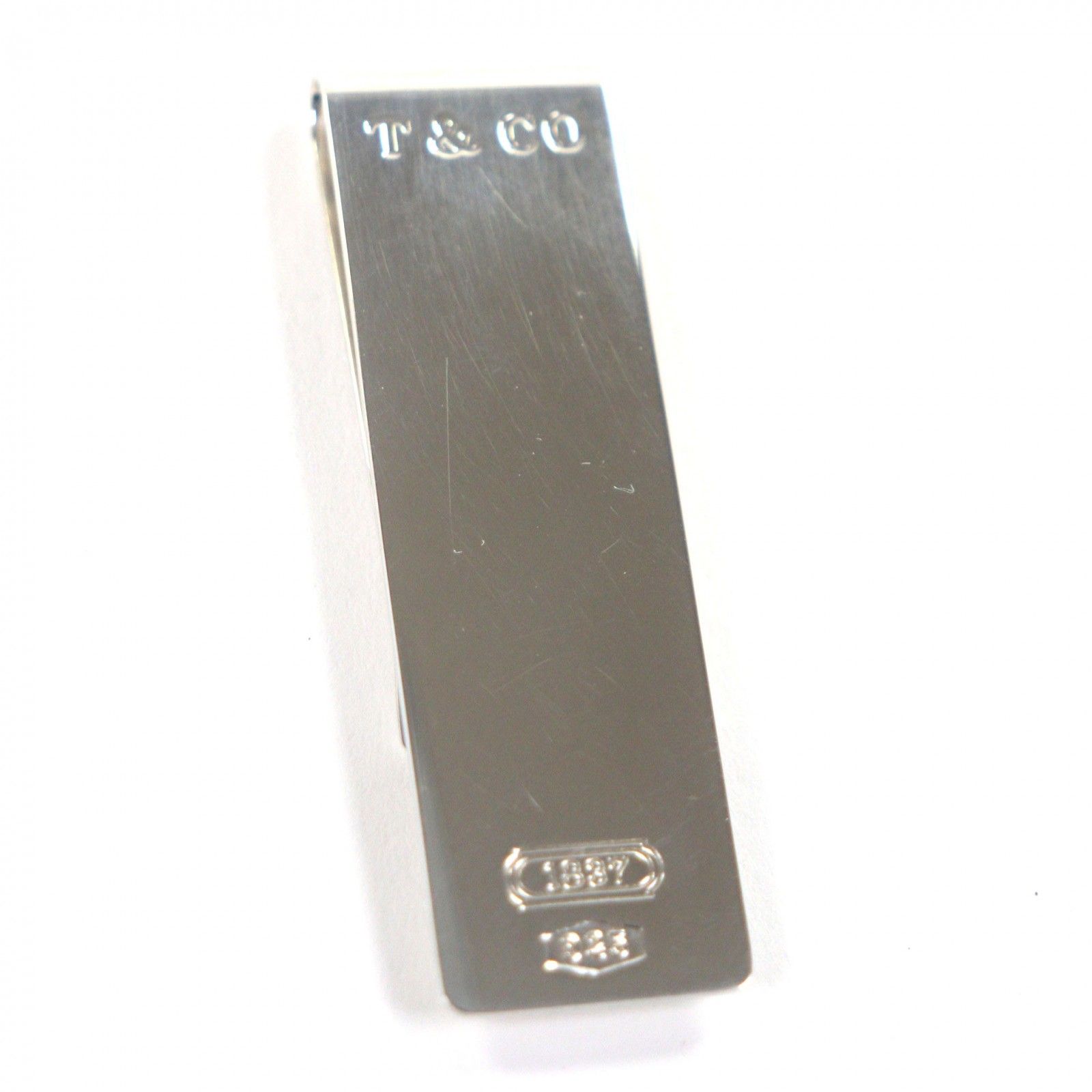 美品▽TIFFANY&Co. ティファニー SV925 ロゴ刻印入り スクエア ビル