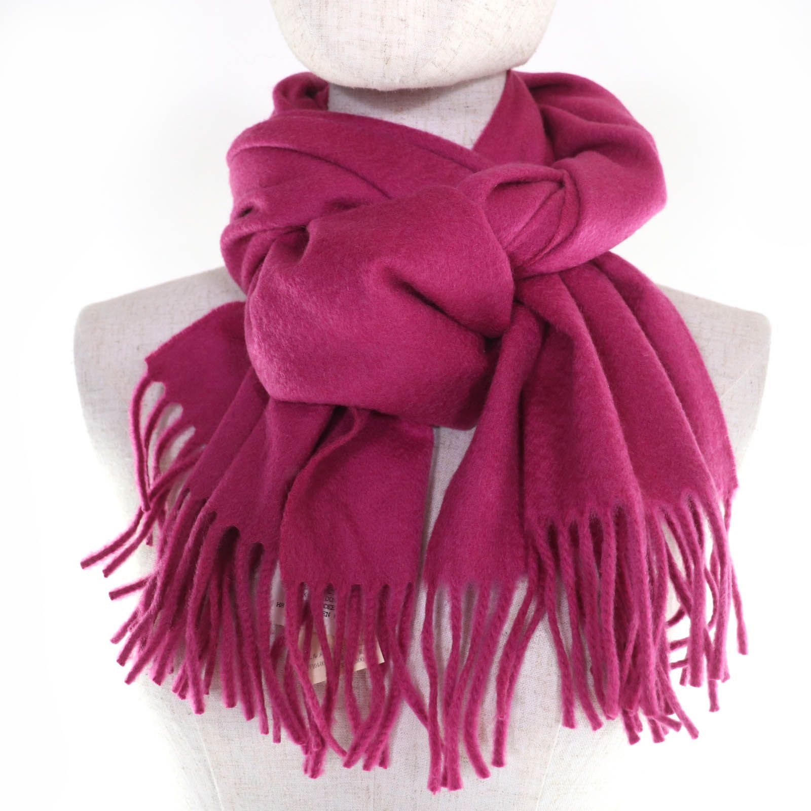 未使用品 HERMES エルメス カシミヤ100％ ローズ ロゴ刺繍入り