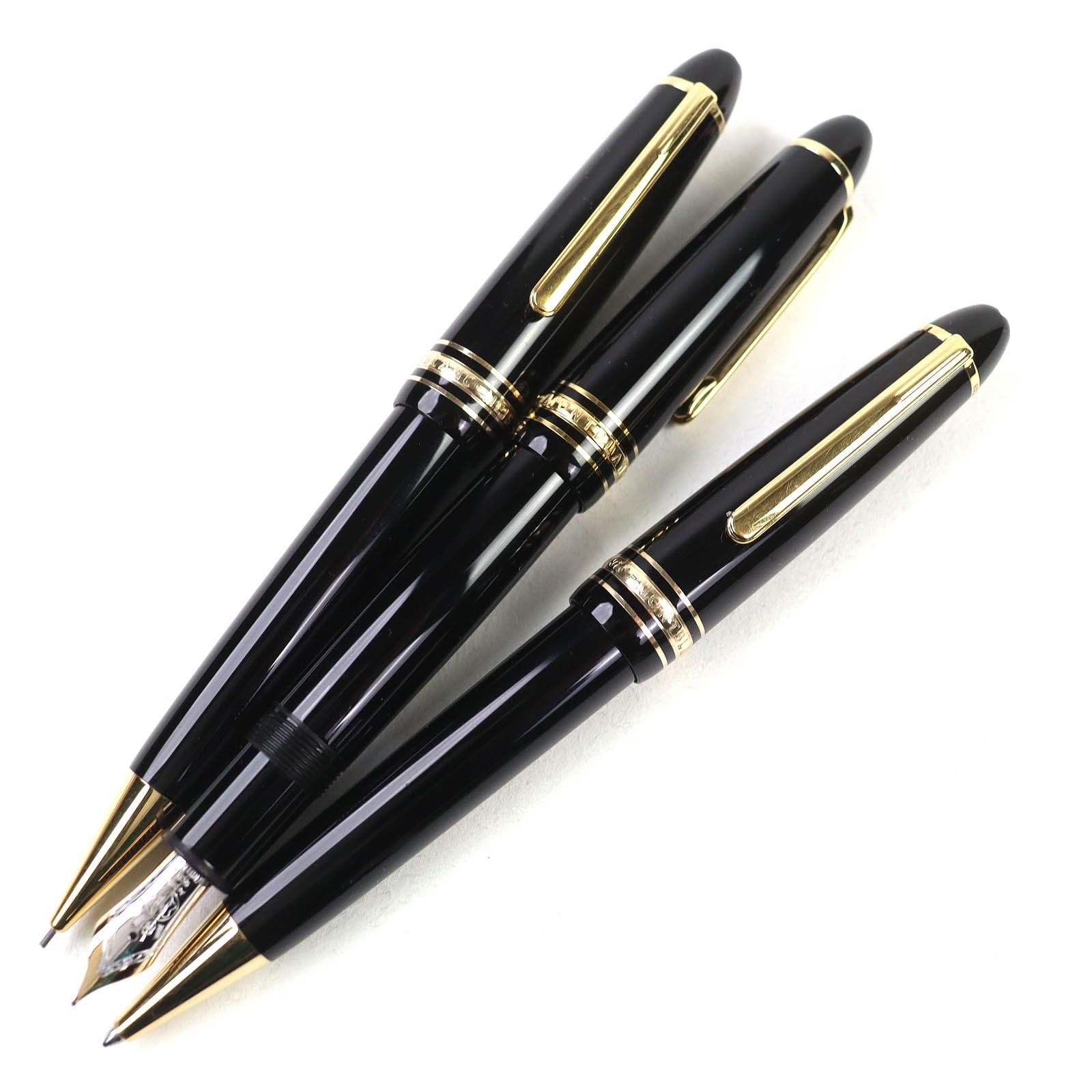 △ モンブラン ル グラン 14 K Mニブ ホワイトスター PIX ボールペン 万年筆 シャープペンシル 3本セット ブラック ケース付き ドイツ製 メンズ 筆記 済み