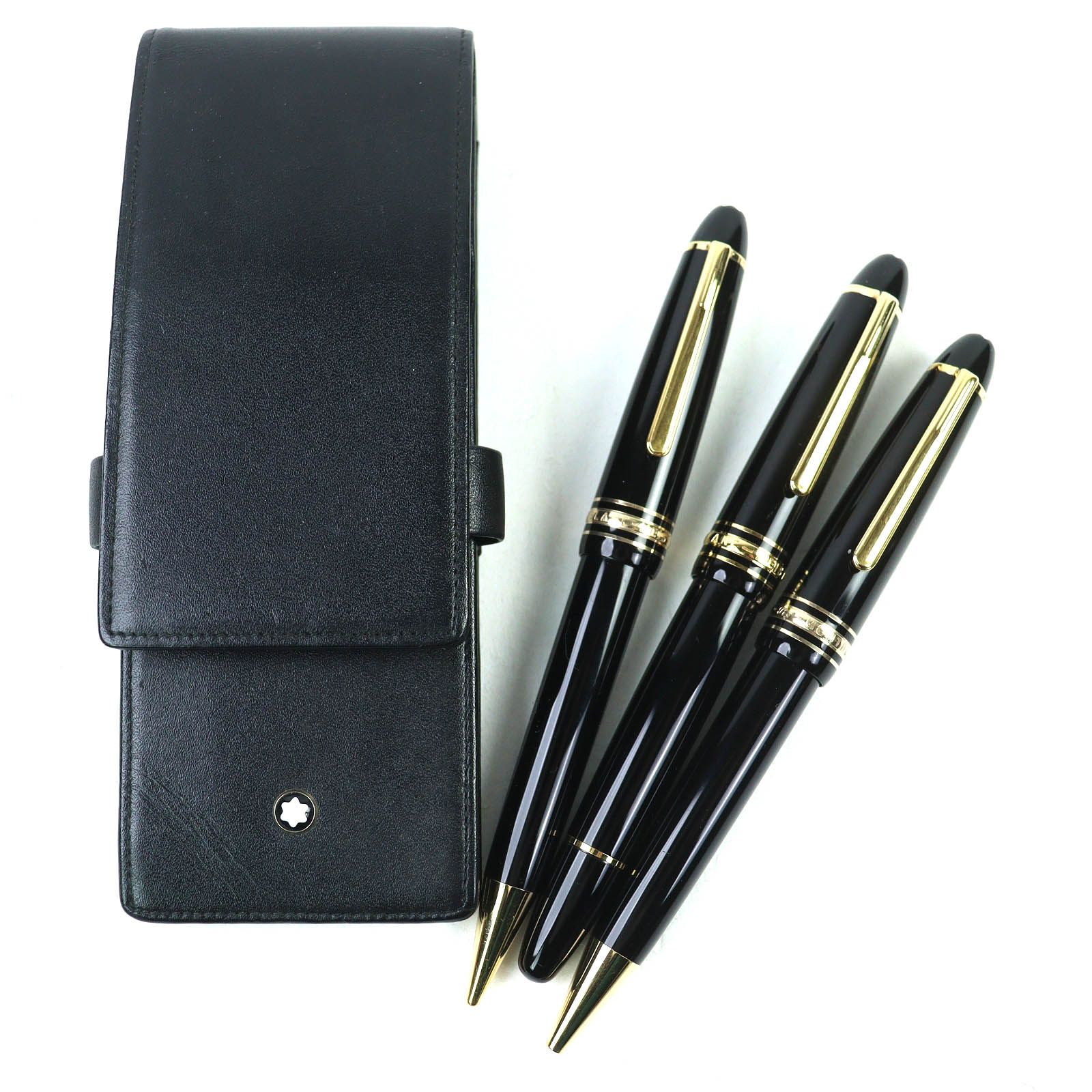 △ モンブラン ル グラン 14 K Mニブ ホワイトスター PIX ボールペン 万年筆 シャープペンシル 3本セット ブラック ケース付き ドイツ製 メンズ 筆記 済み