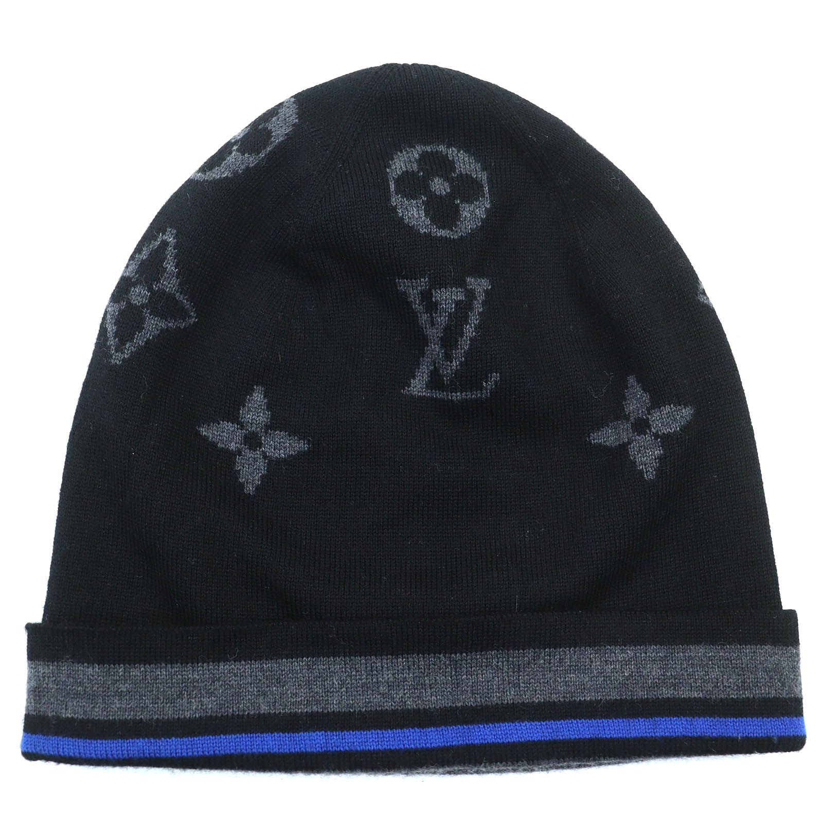 △LOUIS VUITTON ルイヴィトン 2021年製 M 76821 ボネ モノグラム ウール100％ ビーニー ニット帽 ニットキャップ ブラック イタリア製 メンズ