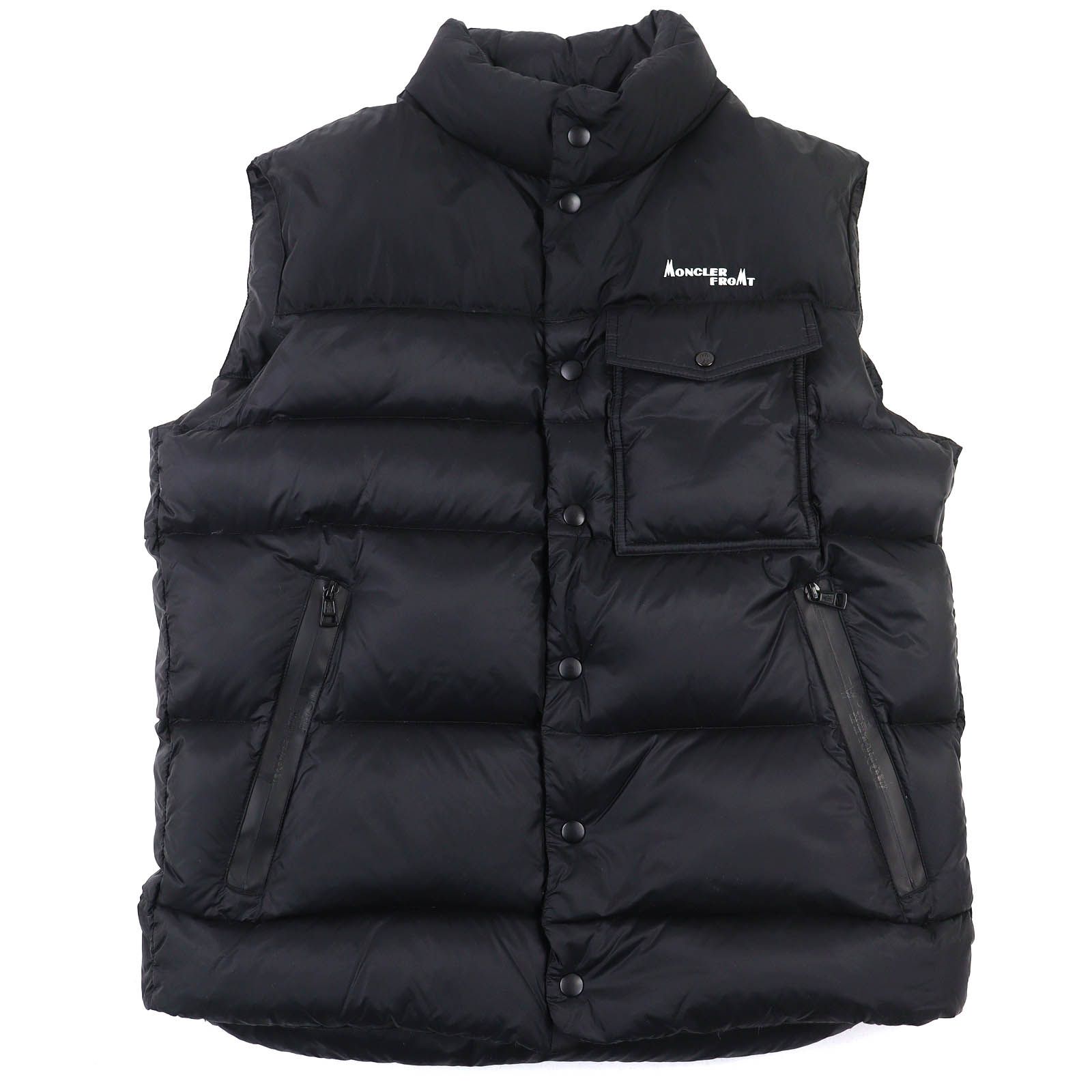 △MONCLER GENIUS 7 MONCLER HIROSHI モンクレールジーニアス フラグメント ヒロシフジワラ ABENE ロゴデザイン ダウンベスト ブラック 3 メンズ