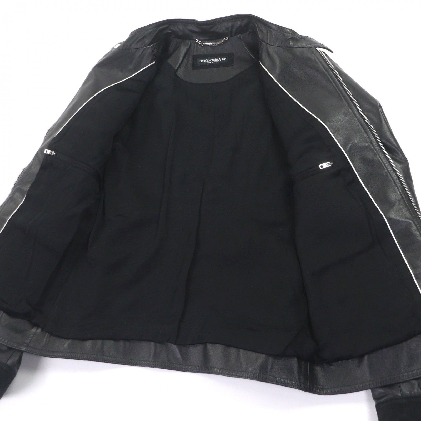 極美品▽DOLCE&GABBANA ドルチェ＆ガッバーナ 牛革 羊革 黒タグ