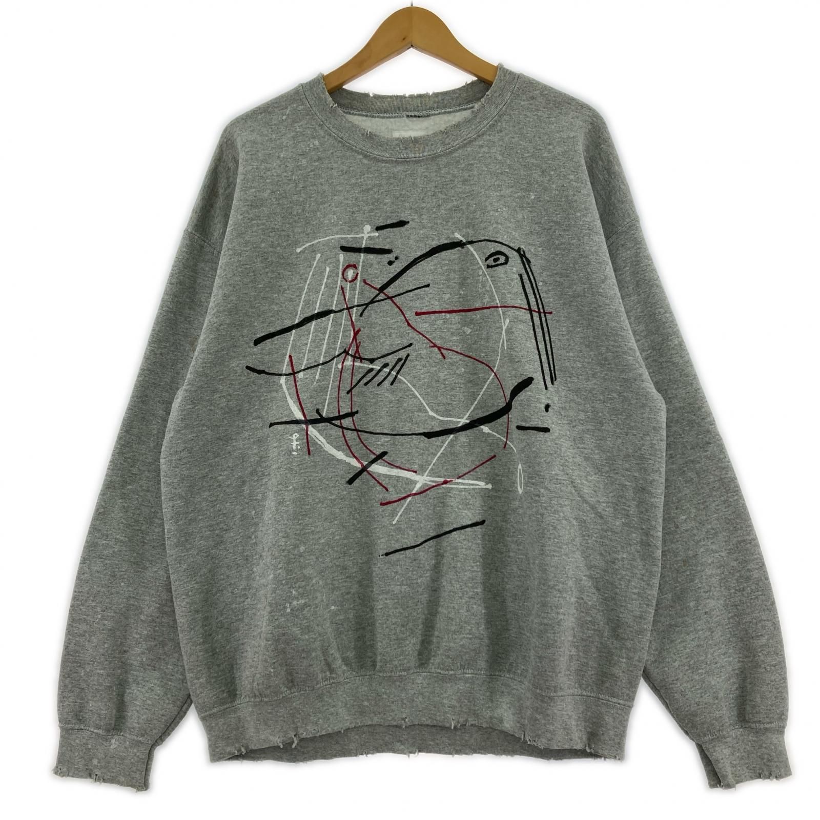 SASQUATCHfabrix. スウェット トレーナー ダメージペイント L