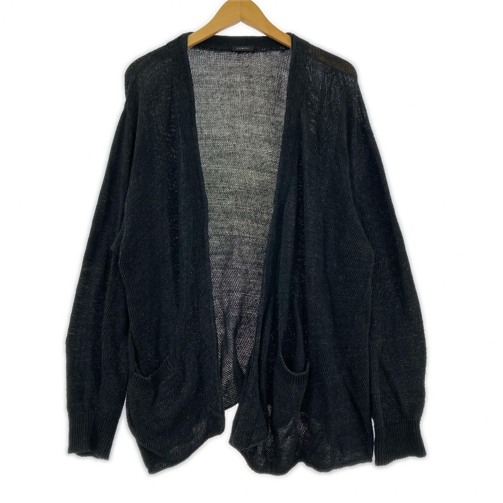 COMOLI 23 SS 7 Gコットンニットカーディガン ブラック