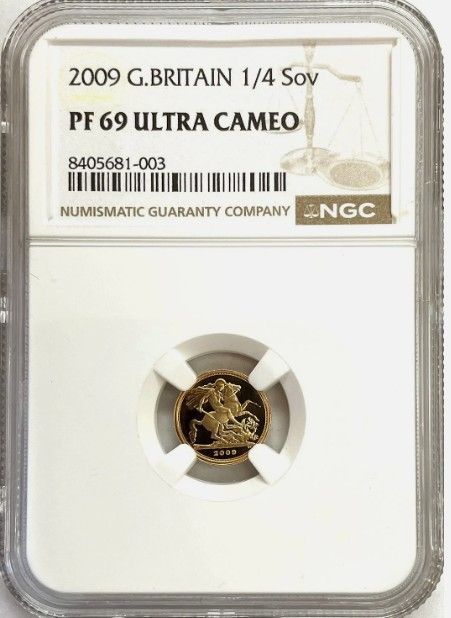2009年 金貨 イギリス 1|4 ソブリン エリザベス2世 コイン NGC プルーフ 69 UC