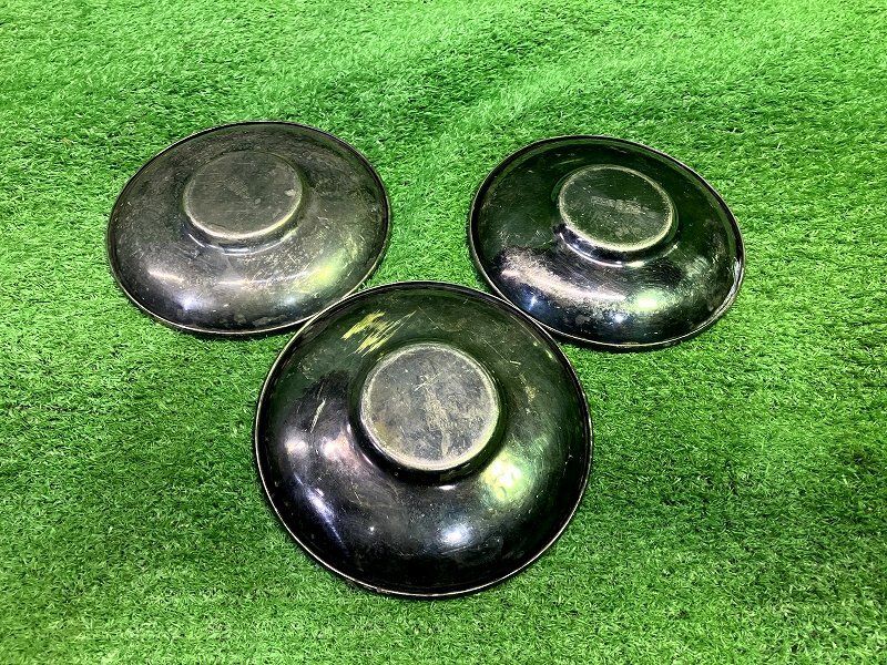 銀川堂 茶托 3客セット 黄銅製 いぶし銀 鎚目 茶器 金属工芸 伝統工芸