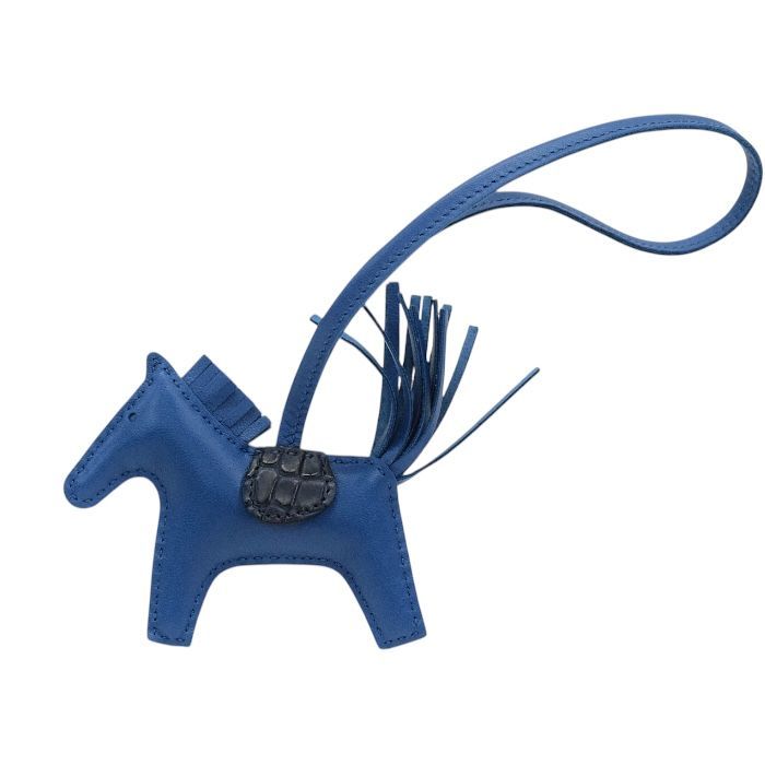 エルメス HERMES ロデオ タッチ PM アニョーミロ ラムスキン | アリゲーター レザー エキゾチックレザー W刻印 2025年 ロデオチャーム バッグチャーム クロコ レディース メンズ ブルー mbt 27008