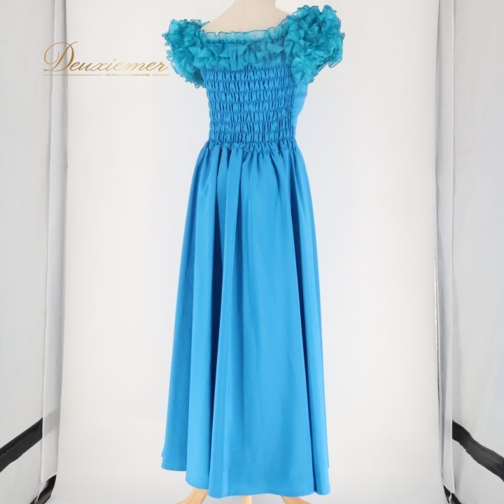 フラダンス 衣装 ワンピース ドレス パンドール ブルー系 Paondor 日本