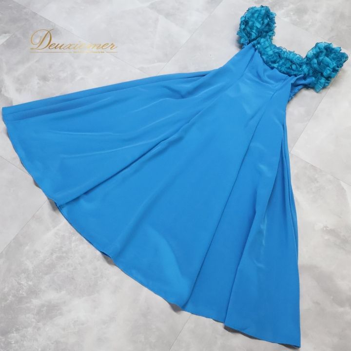 【美品 日本製 フラダンス衣装】ブルー Paondor ワンピース ドレス 青 フラダンス 衣装 ワンピース ドレス パンドール ブルー系 Paondor 日本