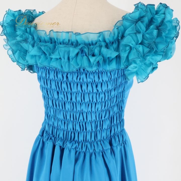 【美品 日本製 フラダンス衣装】スカイブルー Paondor ワンピース ドレス 日本製 フラダンス衣装】スカイブルー Paondor ワンピース ドレス 水色