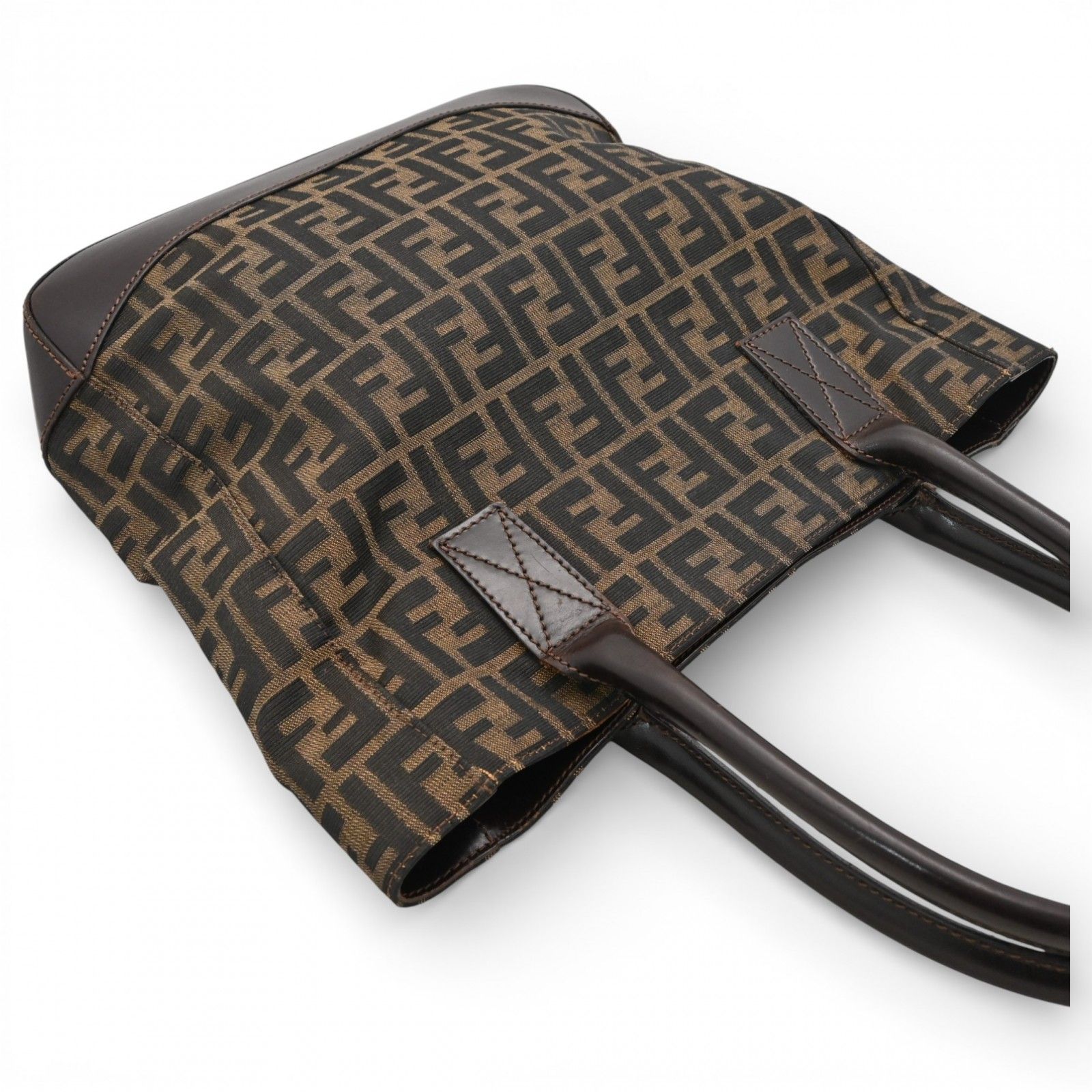 フェンディ ズッカ ロゴ トートバッグ キャンバス ブラウン Bランク