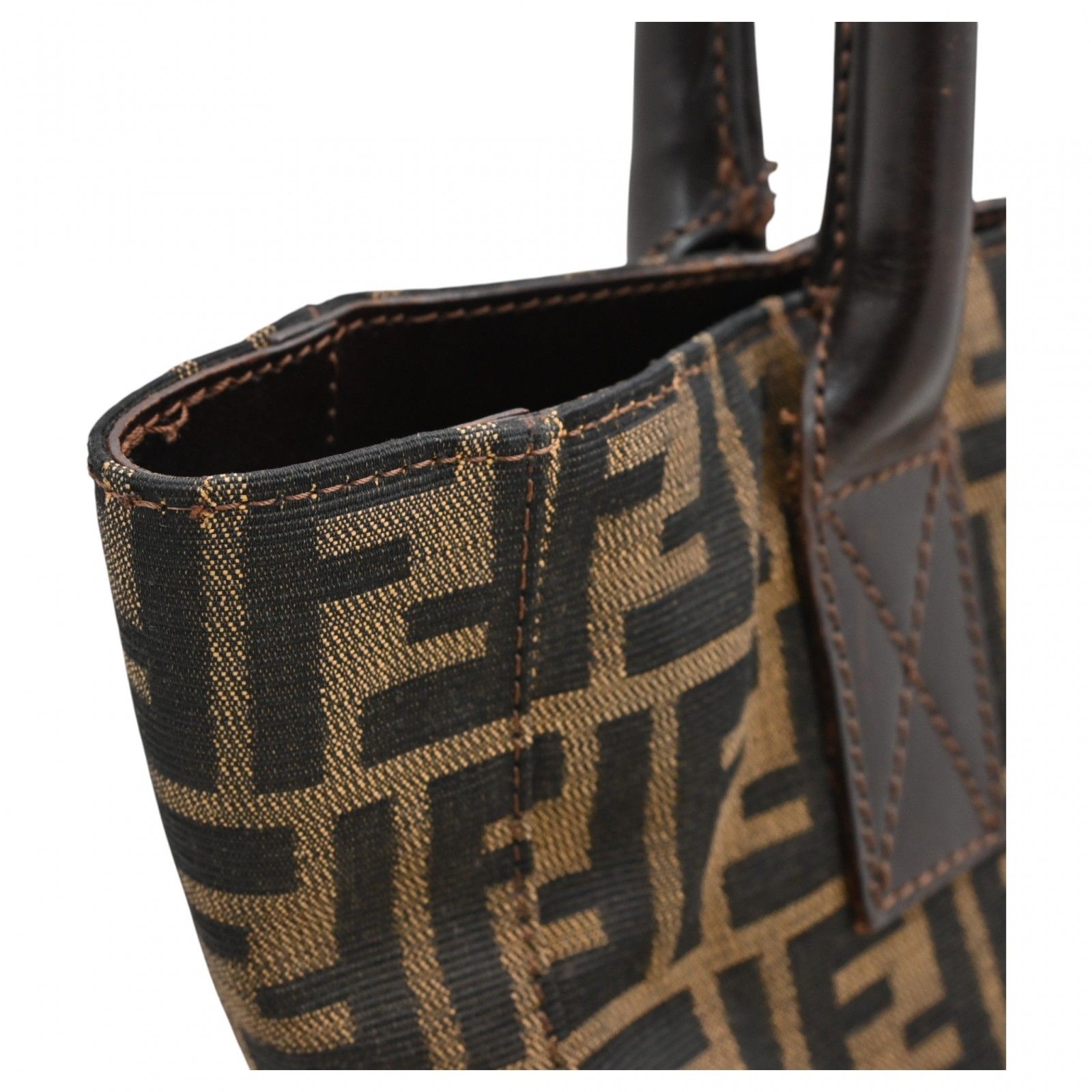 フェンディ ズッカ ロゴ トートバッグ キャンバス ブラウン Bランク