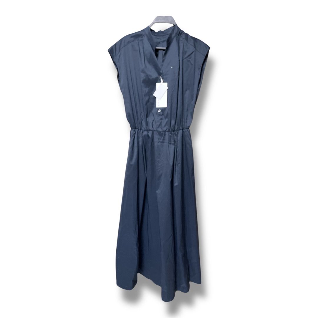 タグ付き ♥ M 7 days エムセブンデイズ ノースリーブワンピース コットン混 日本製 ウエストゴム フ シャツワンピース ロングワンピース レディース サイズ1 ネイビー 夏 22 No.K 1206