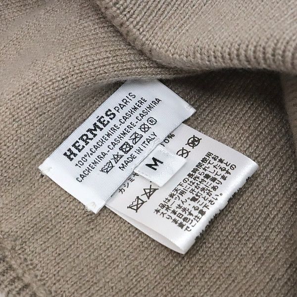  エルメス HERMES Hロゴ ニットキャップ ビーニー ベージュ カシミア size M 18091 ニット帽 ビーニー 帽子