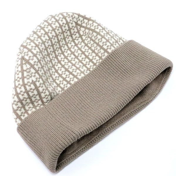 エルメス HERMES Hロゴ ニットキャップ ビーニー ベージュ カシミア size M 18091