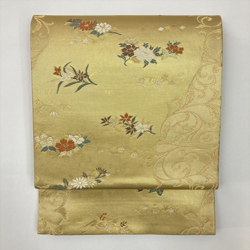 たんす屋 リユース帯 帯 袋帯 金 フォーマル セミフォーマル 六通 金彩 蔓 四季花