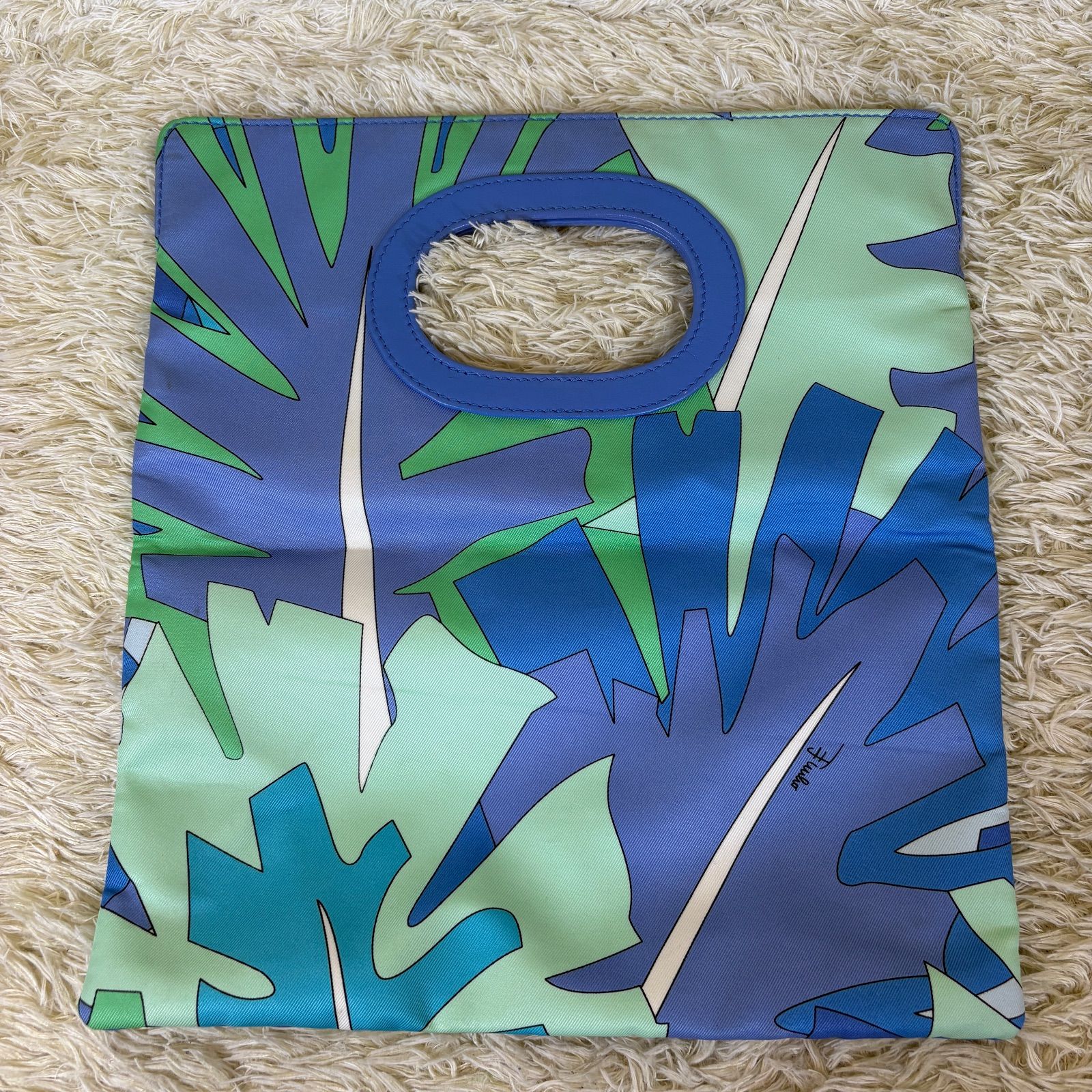 エミリオプッチ クラッチバッグ ハンドバッグ ブルー ナイロン レザー