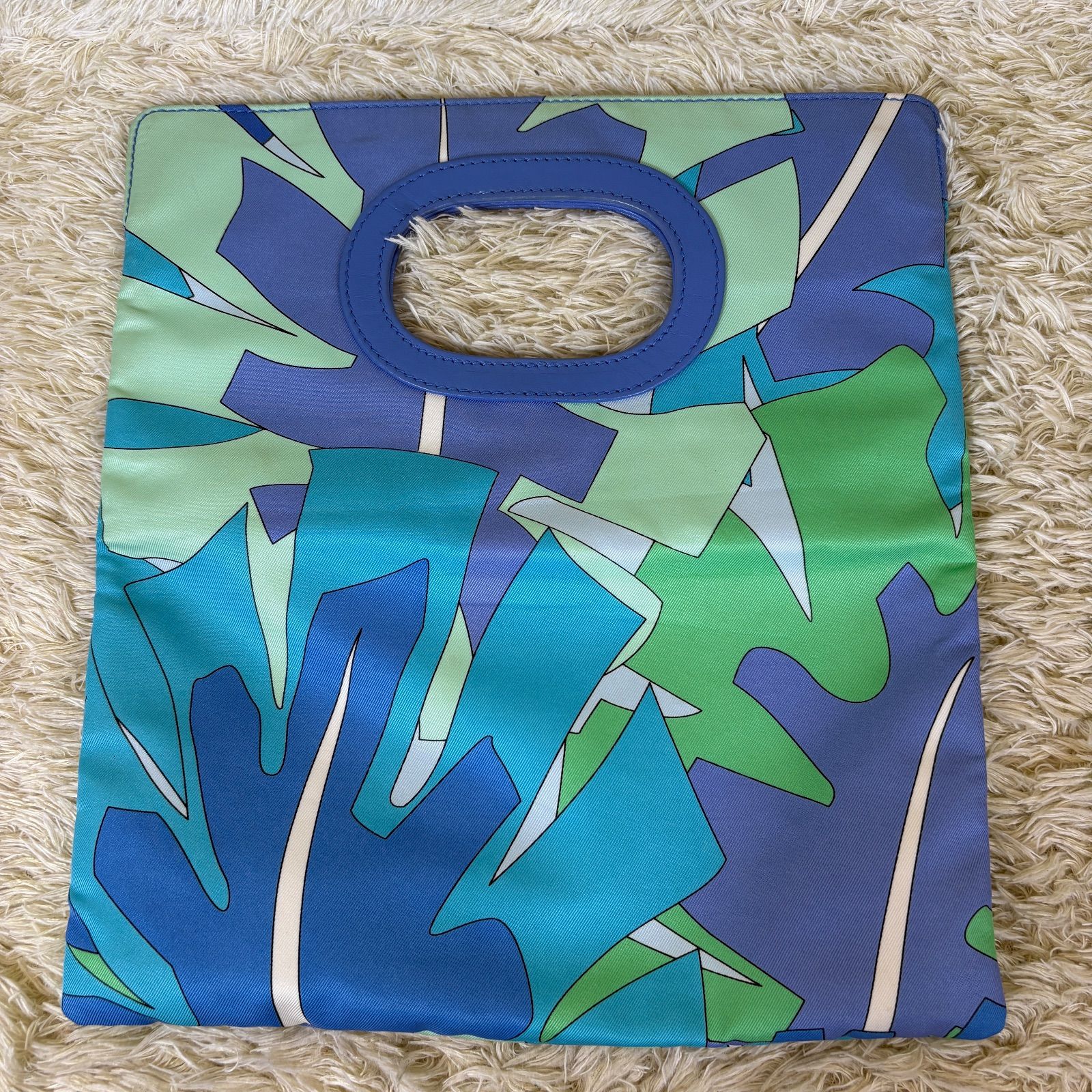 エミリオプッチ クラッチバッグ ハンドバッグ ブルー ナイロン レザー