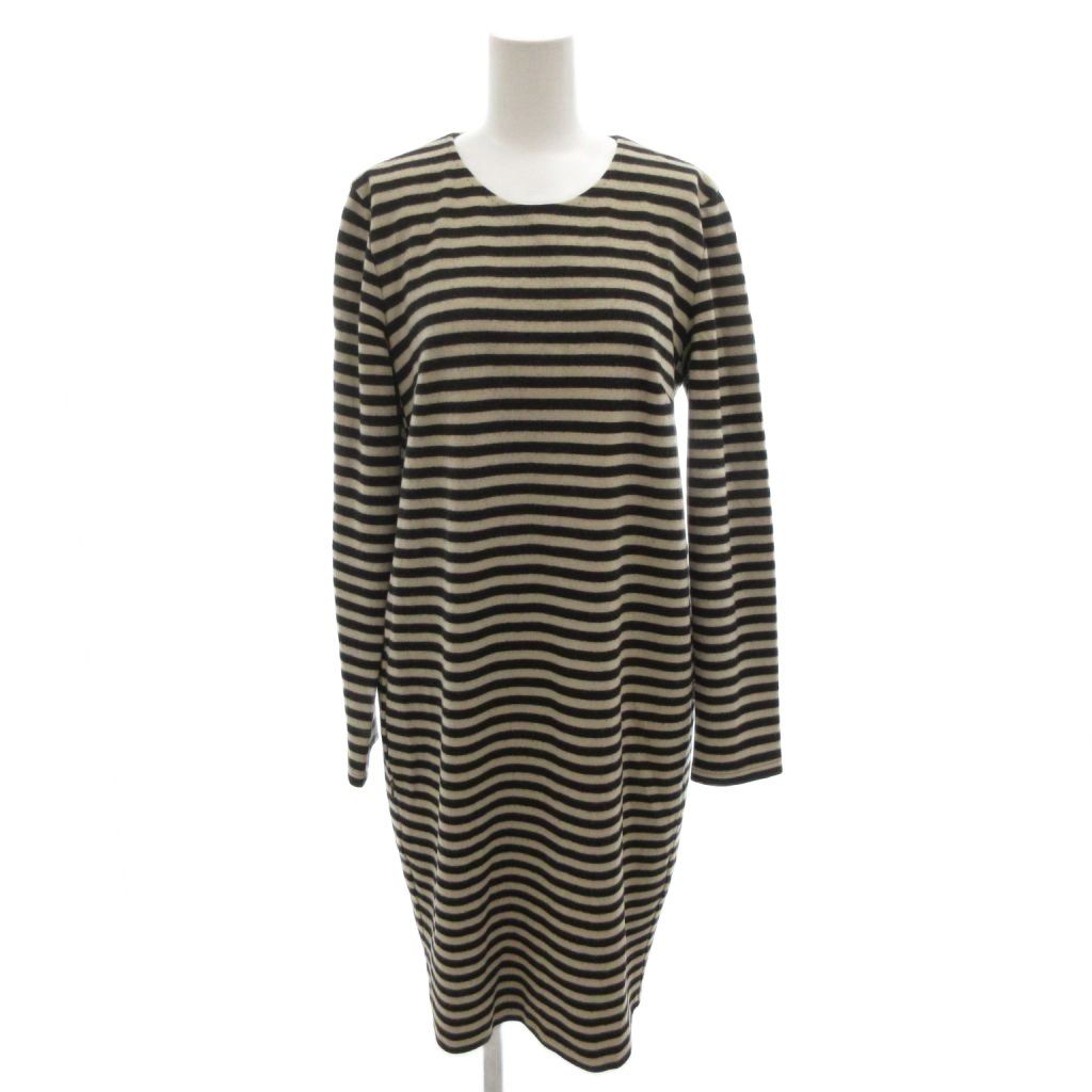 極美品✨ マックスマーラ 白タグ ワンピース ドレープ 42 ウール 近年モデル マックスマーラ 最高級白タグ 総柄ドレープロングワンピース 紺 38