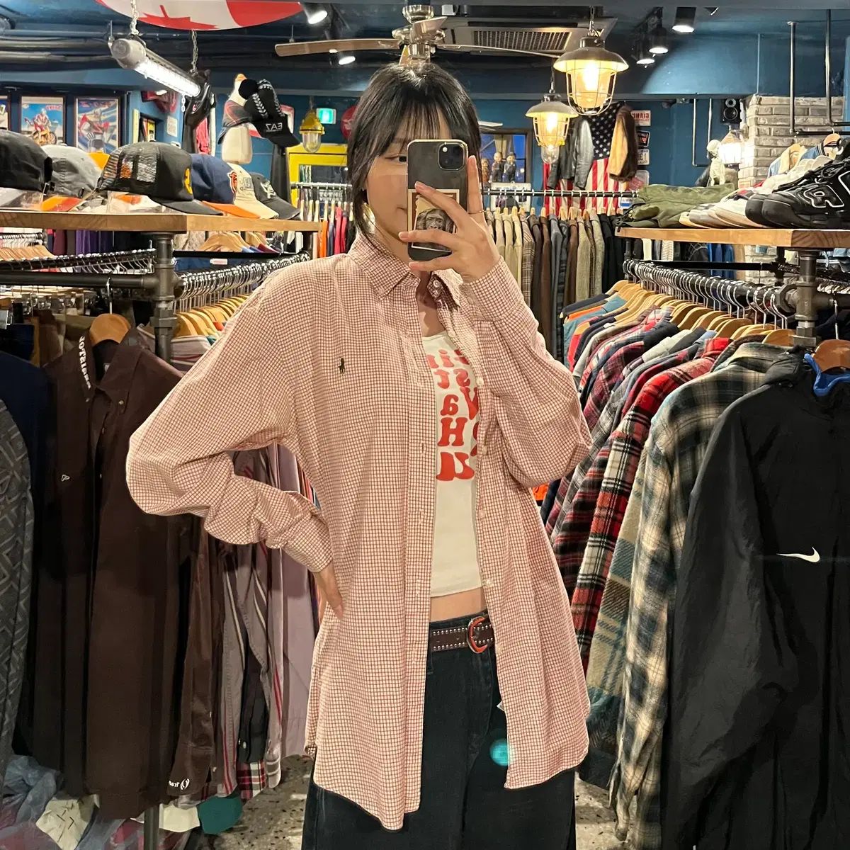 POLO ポロ レッド CHECK 長袖 シャツ