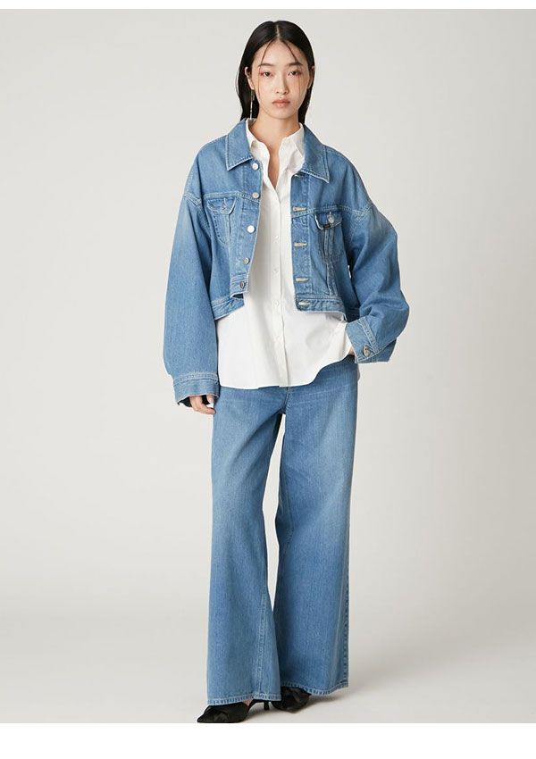 1度のみ着用⭐️ FRAY I.D コラボ THE TIBBYデニムジャケット F フレイ アイディー25年春ウェア、パッチワークのデニムジャケット