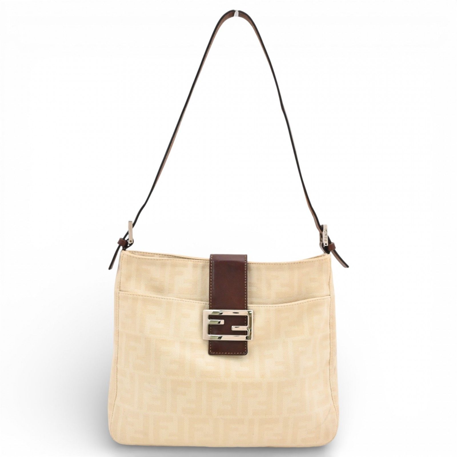 フェンディ ズッカ マンマバケット キャンバス ショルダーバッグ Bランク fe 4848 cb