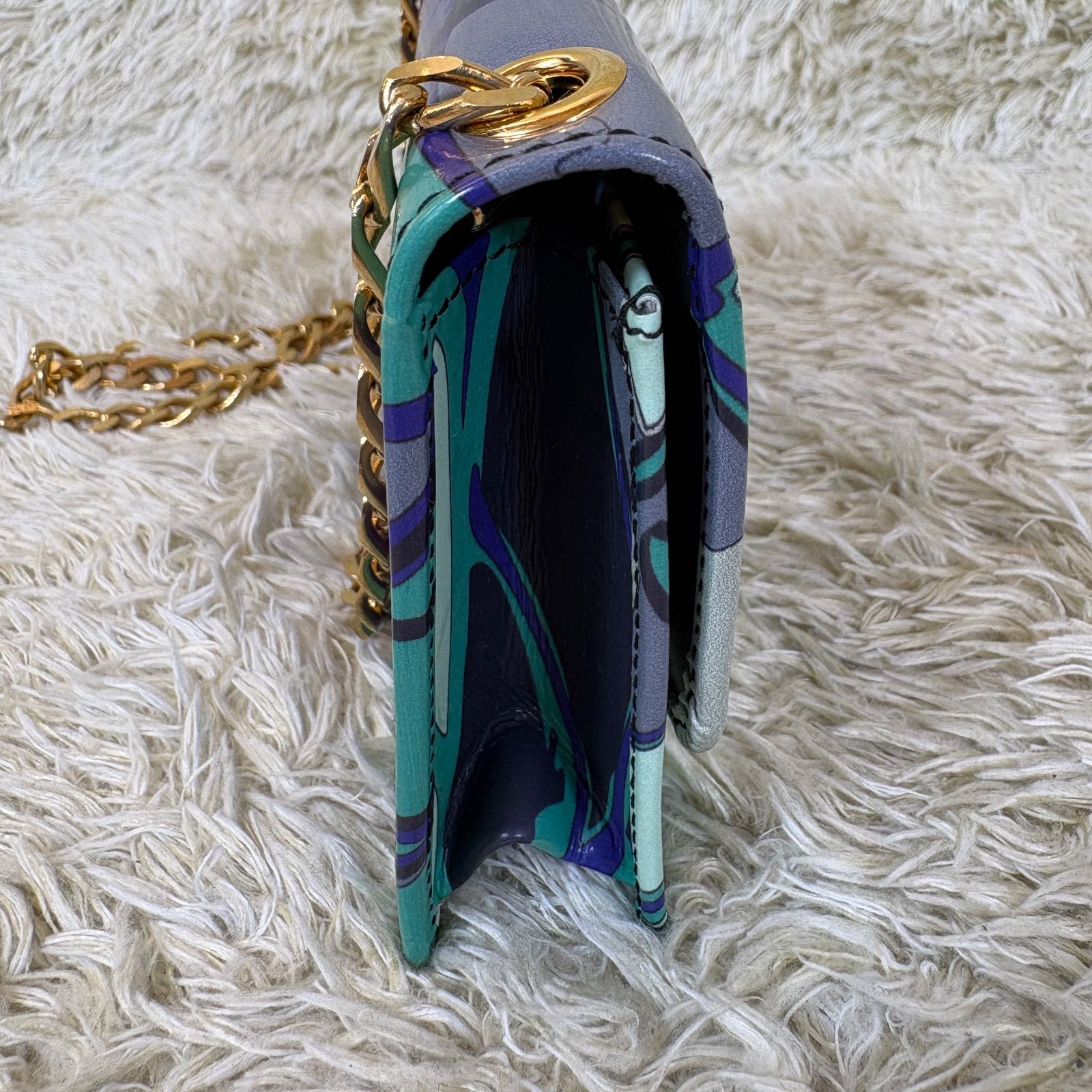 エミリオプッチ ショルダーバッグ チェーン パテントレザー クロス