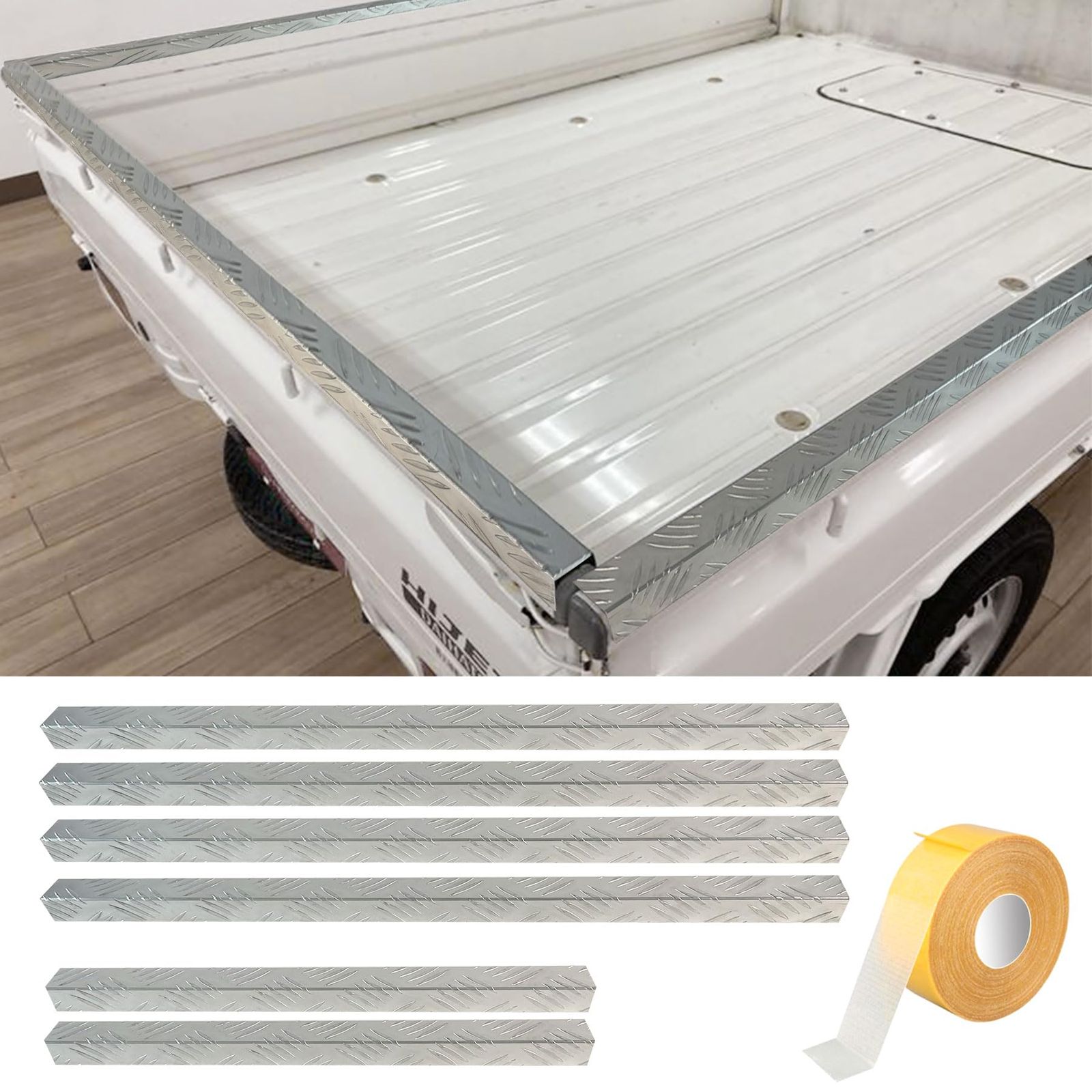 ゲートプロテクター 軽トラ アルミ製 あおりガード 荷台保護 簡単取り付け 汎用サイズ 軽トラック S 500 510商用車 農作業車対応 ハイゼット トラック シルバー 荷台用