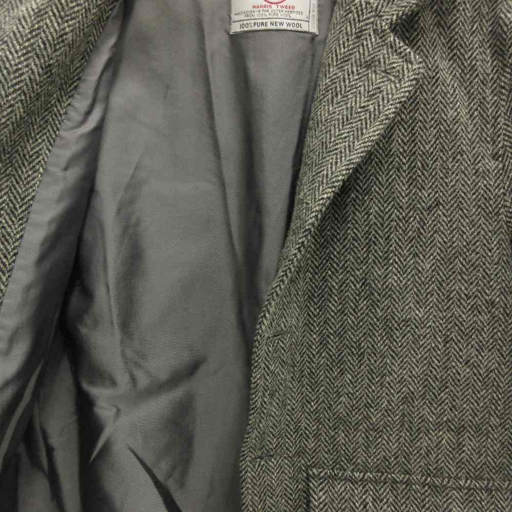希少 3XL ハリスツイード テーラードジャケット ヘリンボーン くるみボタン ハリスツイード テーラードジャケット ヘリンボーン くるみボタン
