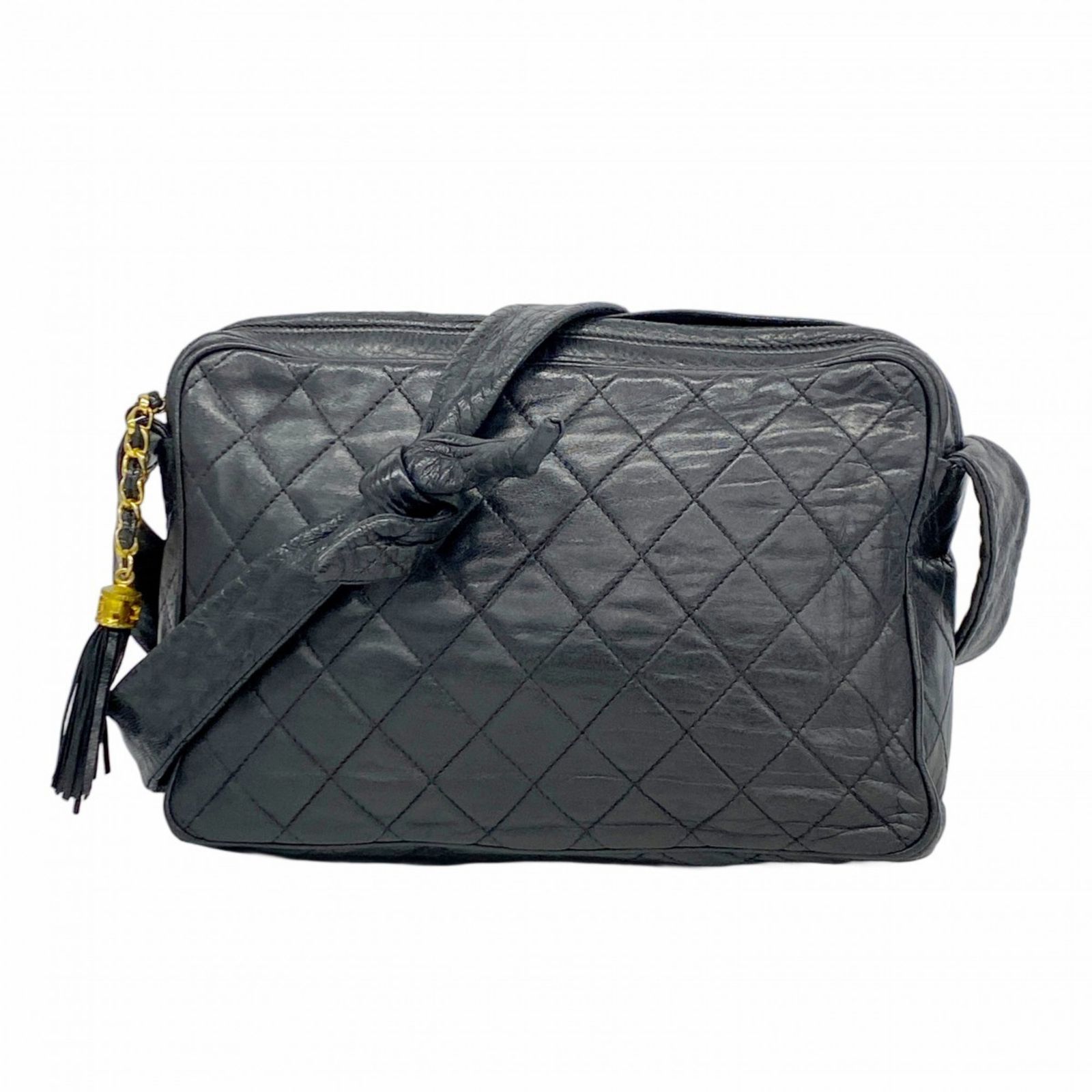 シャネル Chanel ショルダーバッグ マトラッセ ショルダー ラムスキン ブラック レディース