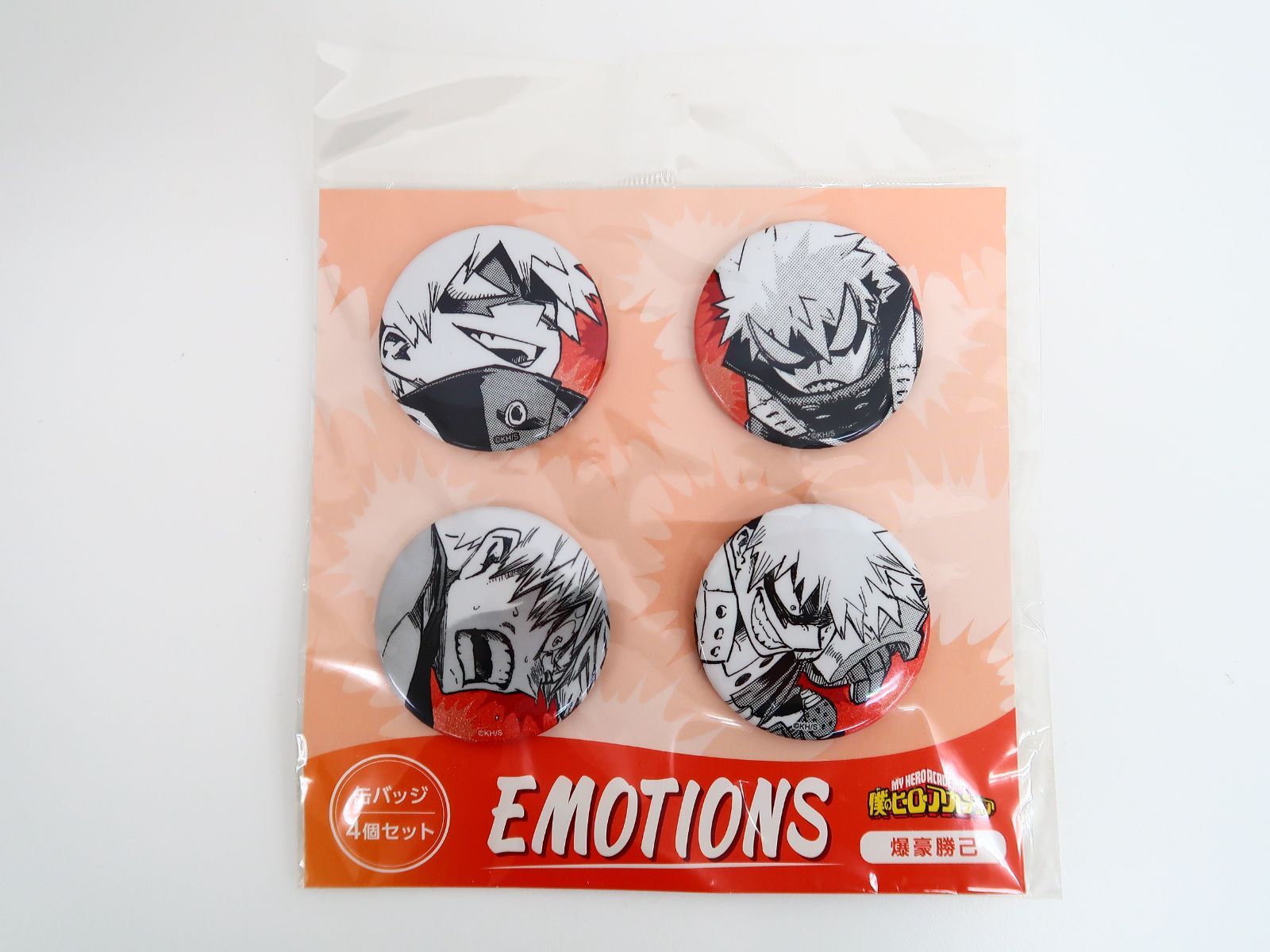 爆豪勝己 缶バッジ4個セット EMOTIONS 「僕のヒーローアカデミア