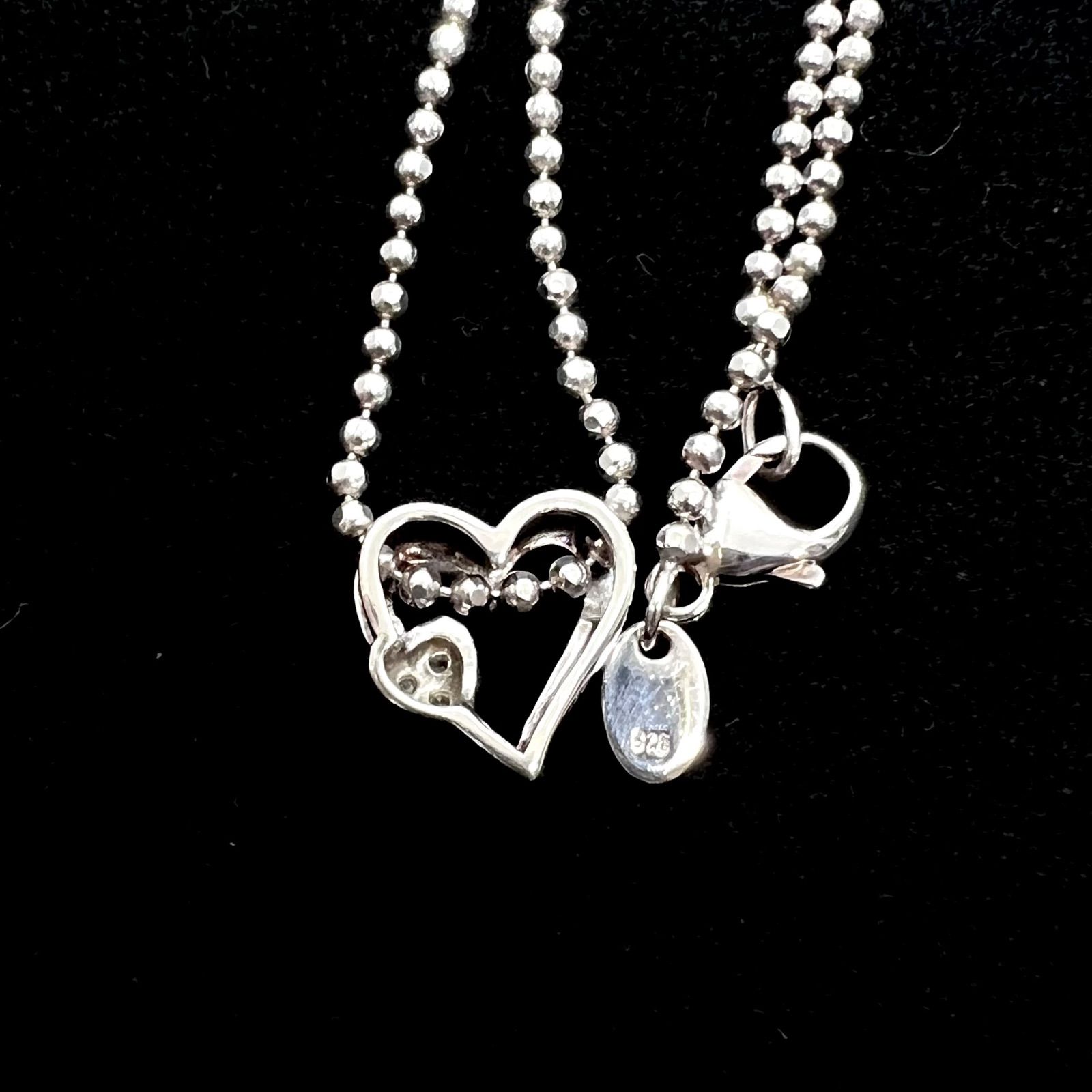 フォリフォリ　シルバー ボールチェーン ハートネックレス 美品☆Folli Follie フォリフォリ ネックレス ハート ボールチェーン