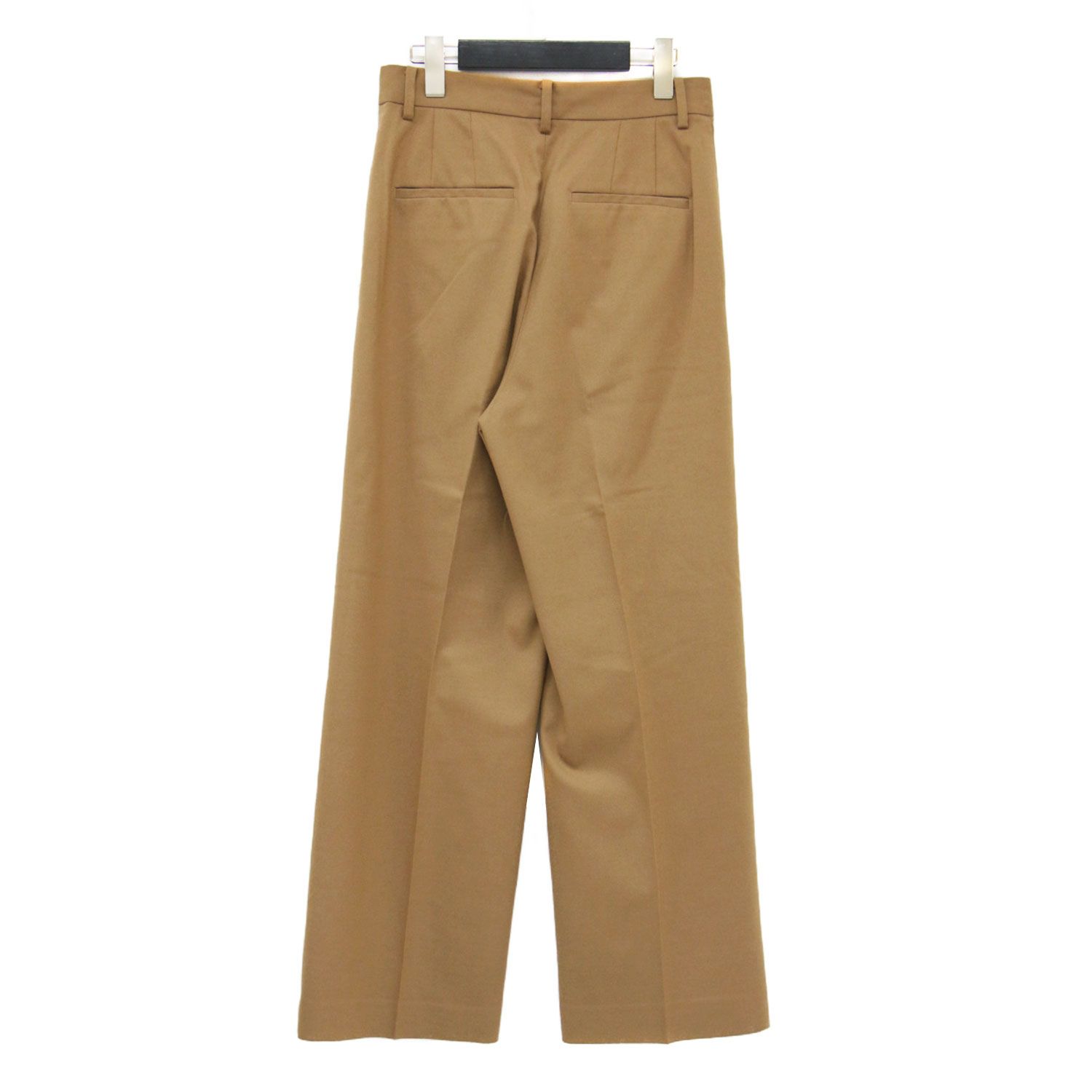 BEAUTY-YOUTH ビューティアンドユース パンツ キャメル サイズ S | 23秋冬 ウールライク タック ストレートパンツ スラックス ハイウエスト センタープレス 日本製 ボトムス ズボン レディース
