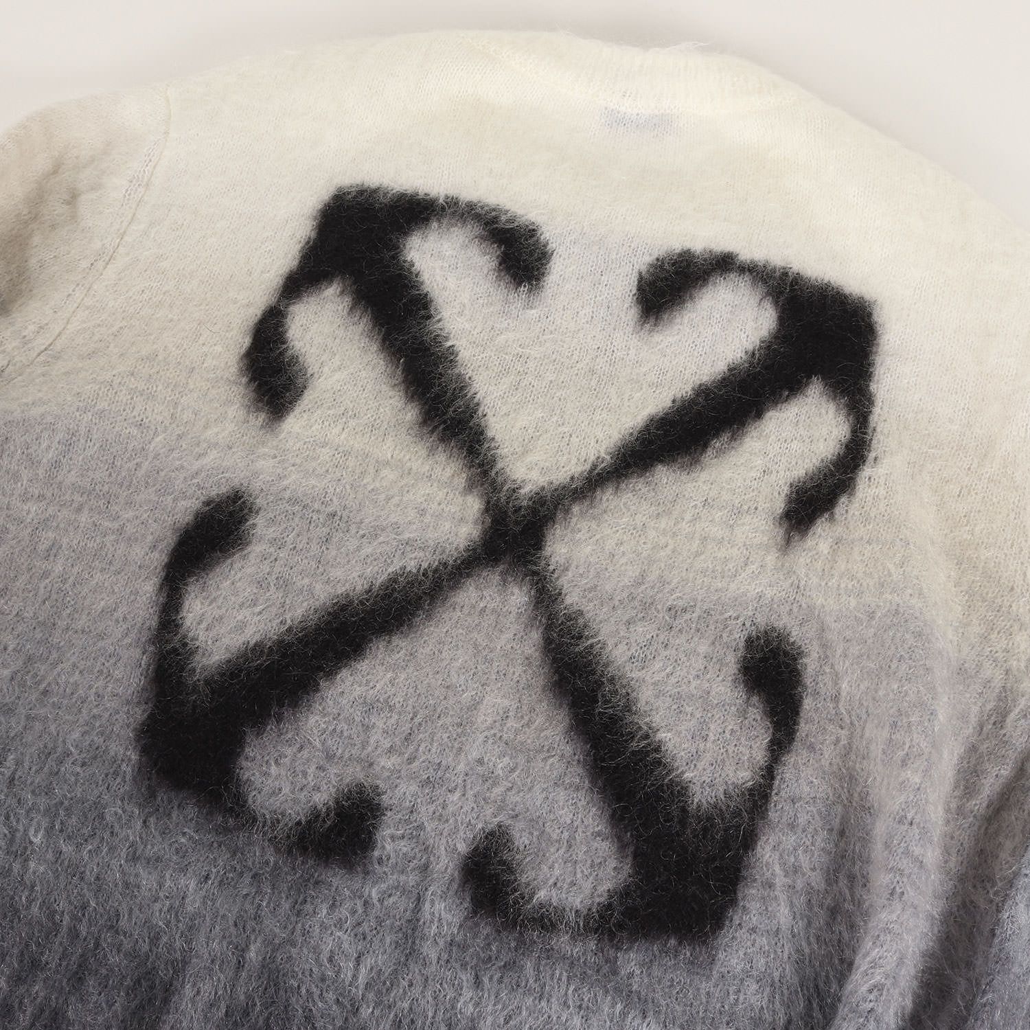 美品】OFF-WHITE オフホワイト ニット ホワイト ネイビー サイズ:XL