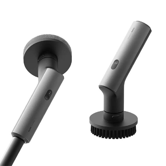 HOTO 電動スピンスクラバー 電動 掃除ブラシ コードレス 2段階回転速度 IPX 7防水 6種類交換ブラシ 90-120 cm伸縮ロッド 低騒音 Type-C充電 MAX 90分使用 軽量 コンパクト 家庭用 年末 掃除用具mm