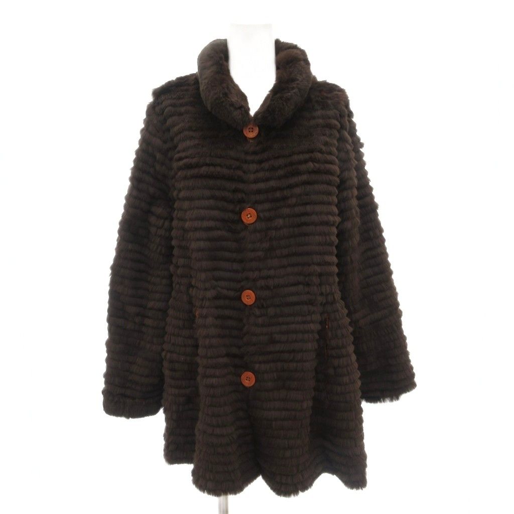 ノーブランド ファージャケット M L ナイロン ラビットファー リバーシブル 2 WAY 茶 ブラウン |AE GY 18