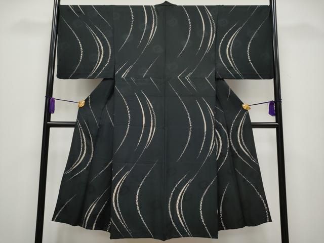 平和屋本店▽極上 男性 印傳 小紋 単衣 流線花文 黒地 逸品 CYAA4022s6