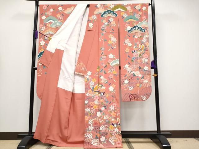 ● 上 京加賀友禅 松本健一 振袖 鴛鴦枝花文 浅緋色 s 6