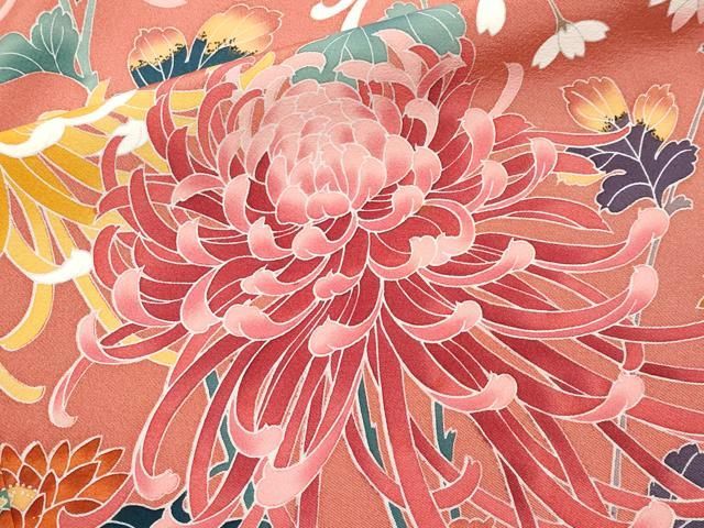  ● 上 京加賀友禅 松本健一 振袖 鴛鴦枝花文 浅緋色 s 6 振袖 着物