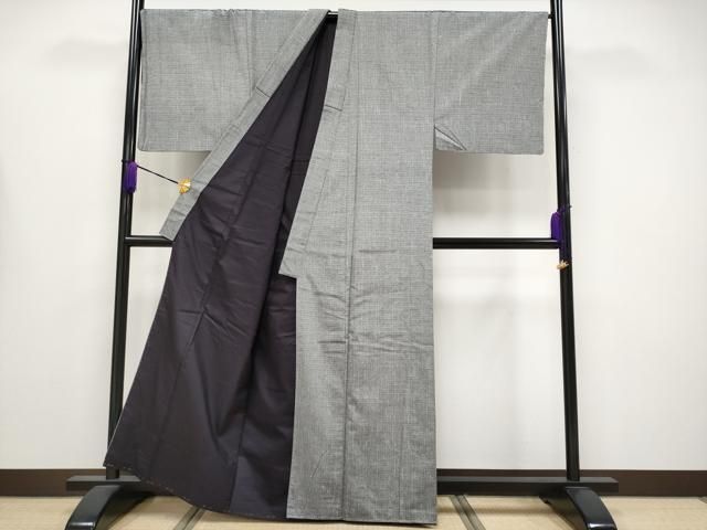 ● 上 男性 紬 アンサンブル キングサイズ 薄墨色地 ♥ s 6