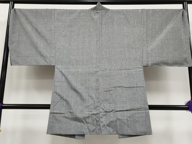 平和屋本店○極上 男性 紬 アンサンブル キングサイズ 薄墨色地 逸品