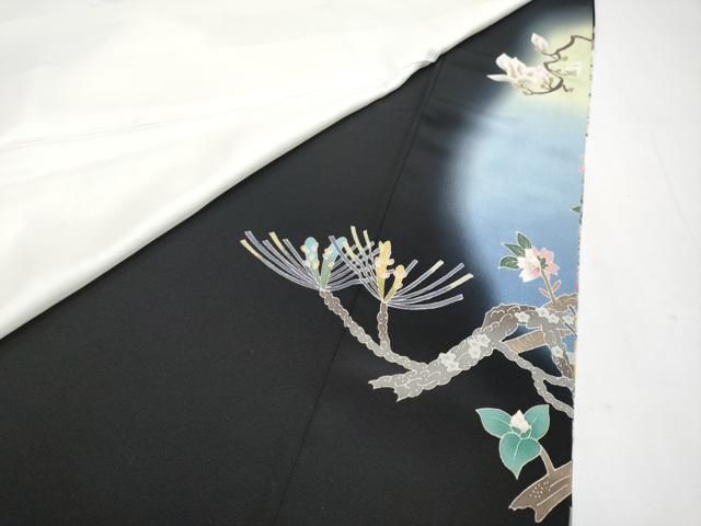 平和屋本店○極上 本加賀友禅作家 宮野勇造 黒留袖 枝花文 暈し染め