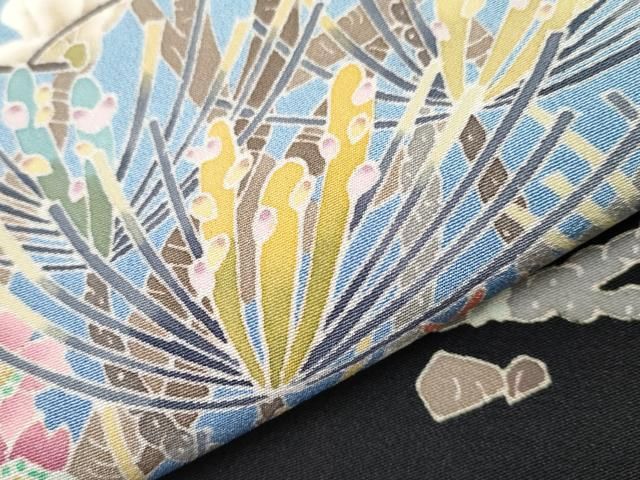 平和屋本店○極上 本加賀友禅作家 宮野勇造 黒留袖 枝花文 暈し染め
