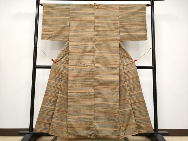 平和屋本店○極上 郡上紬 草木染 横段文 逸品 CYAA4292s6 - メルカリ