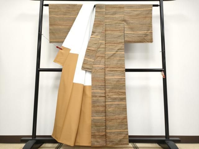 平和屋本店○極上 郡上紬 草木染 横段文 逸品 CYAA4292s6 - メルカリ