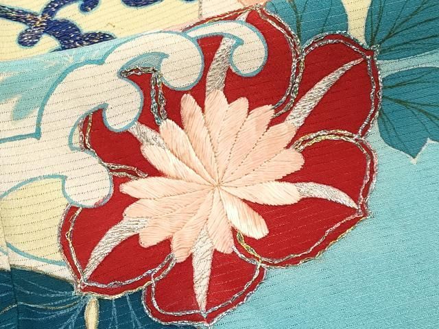 平和屋本店＊極上 夏物 アンティーク 大正ロマン 振袖 駒刺繍 絽縮緬